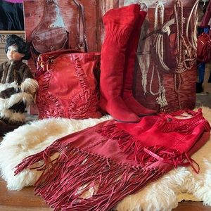 Thigh high vintage suede boots